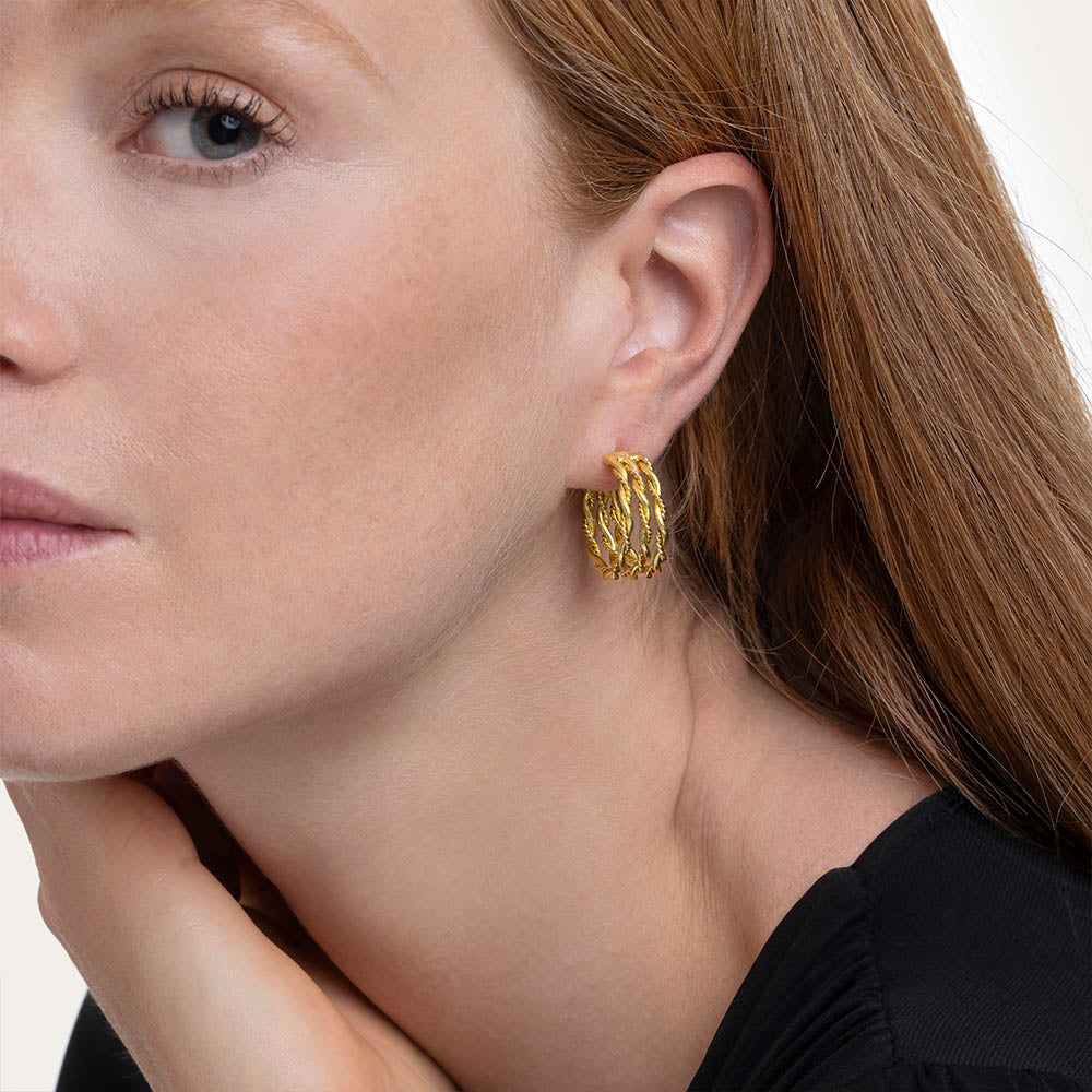3-Line Twisted Semicircle Earrings