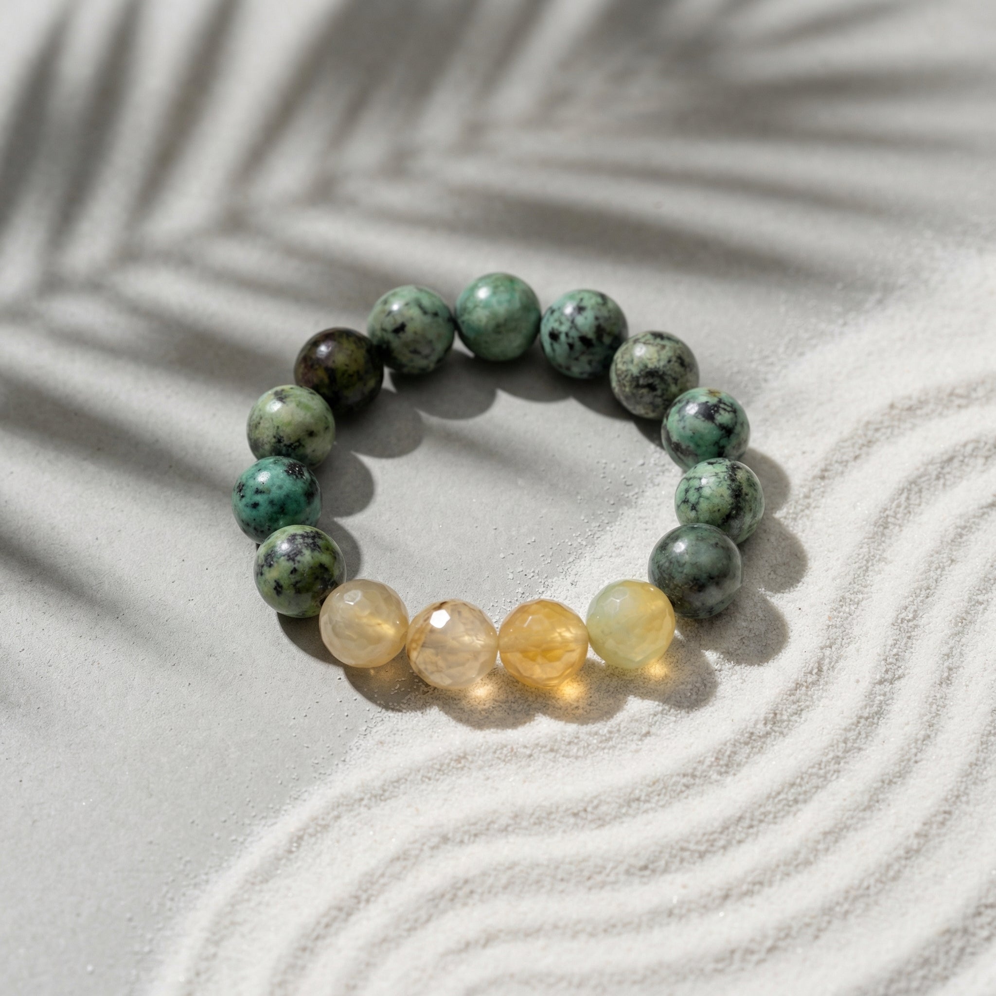 African Turquoise & Faceted Agate Bracelet - The Verdant Evolution