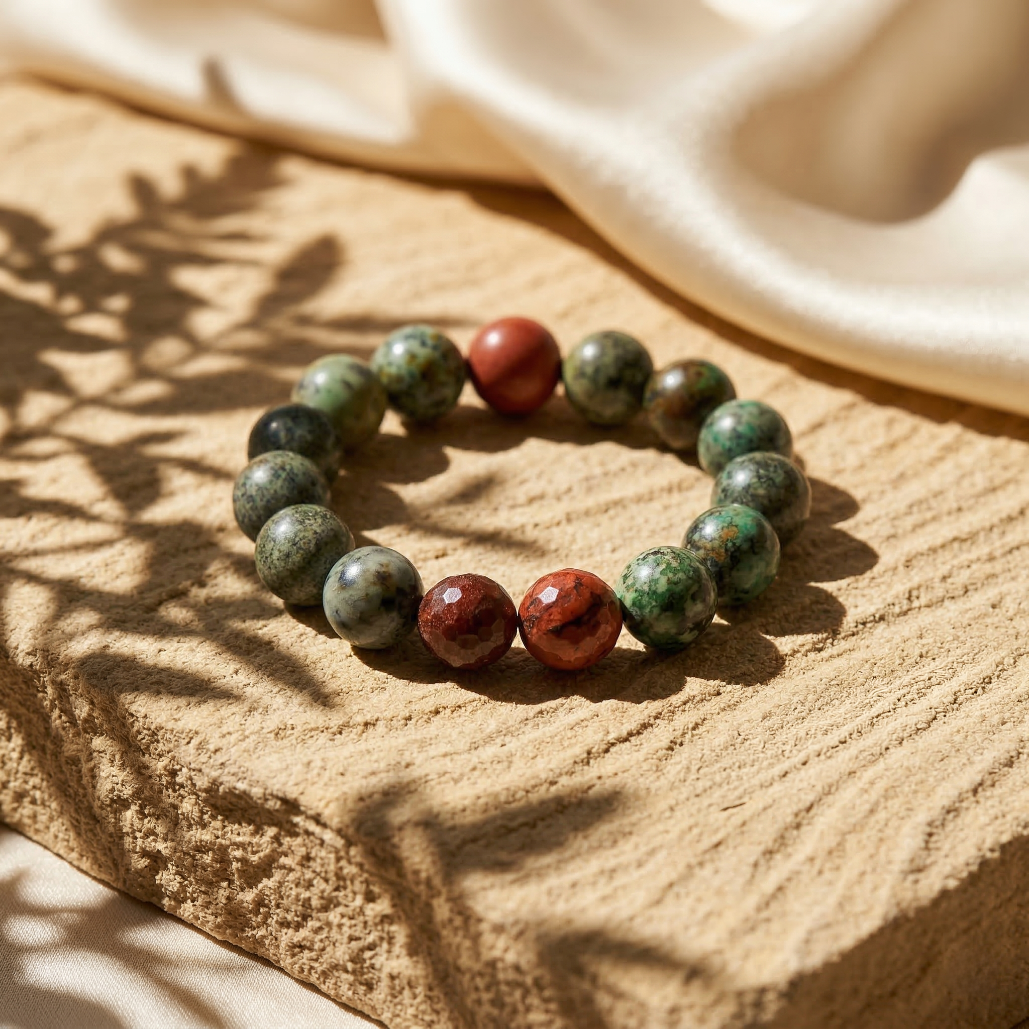 African Turquoise & Red Jasper Bracelet - The Evolutionary Anchor