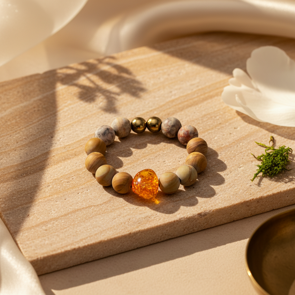 Amber & Earth Elements Bracelet - The Solar Ember