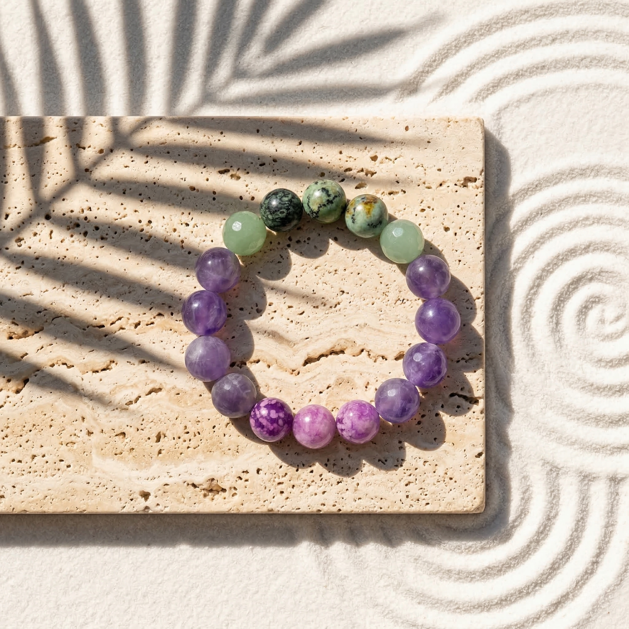 Amethyst, Jade & African Turquoise Bracelet - The Divine Prosperity