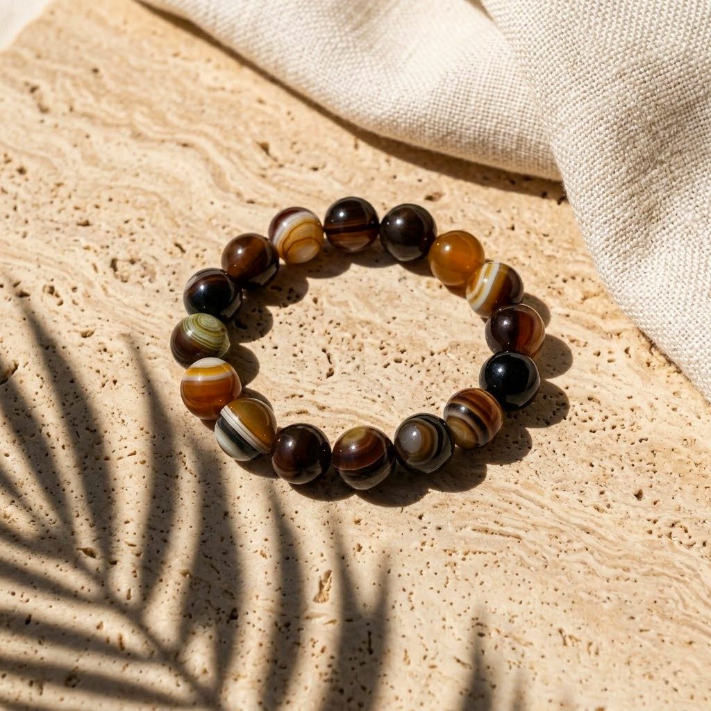 Banded Agate Statement Bracelet - The Ancient Rhythm