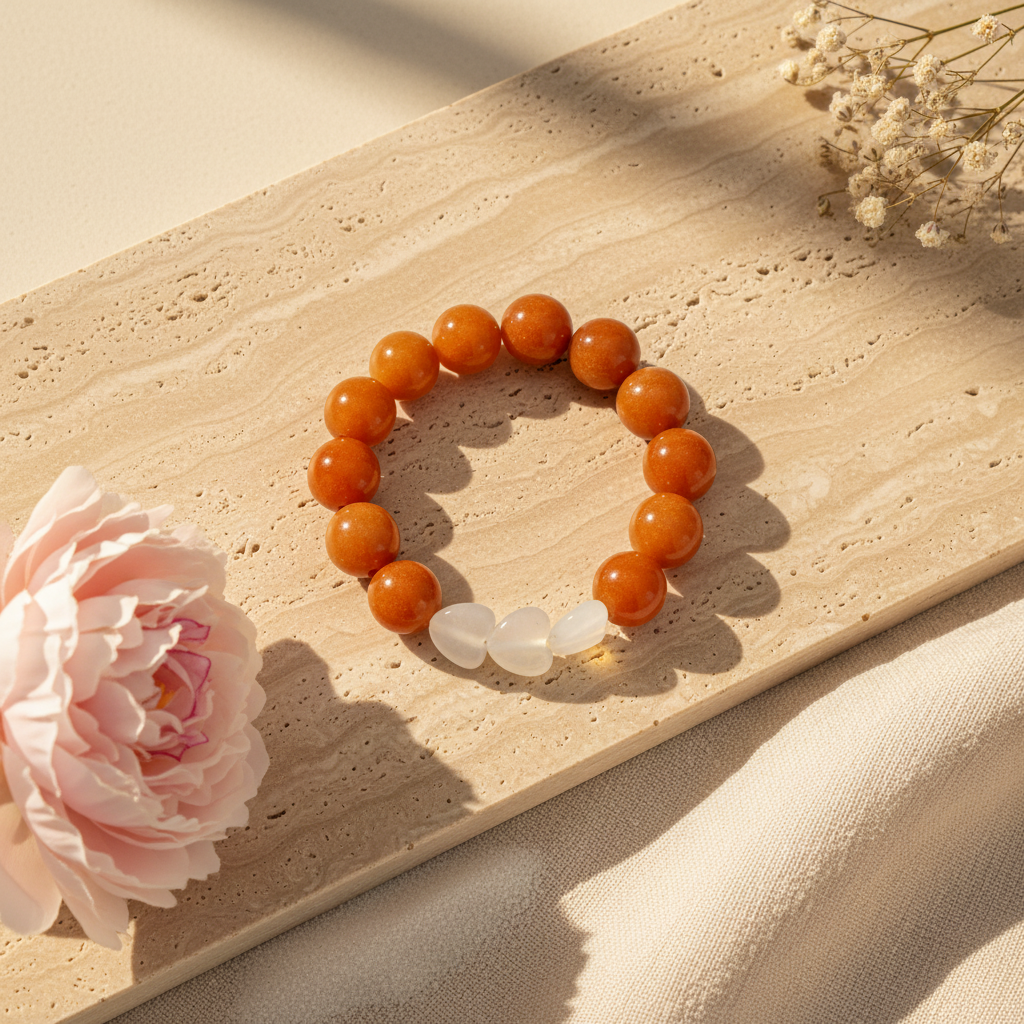 Carnelian & Opal Heart Bracelet - The Radiant Pulse