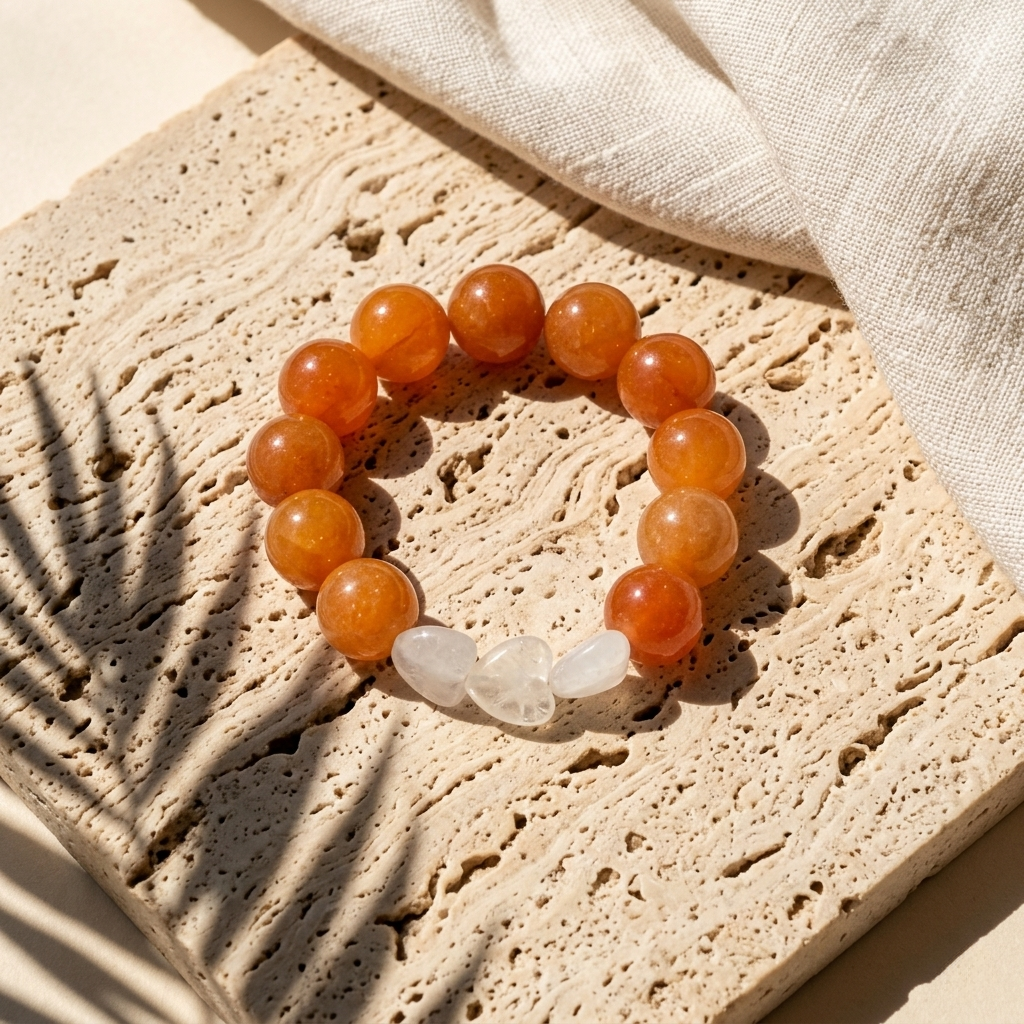 Carnelian & Opal Heart Bracelet - The Radiant Pulse