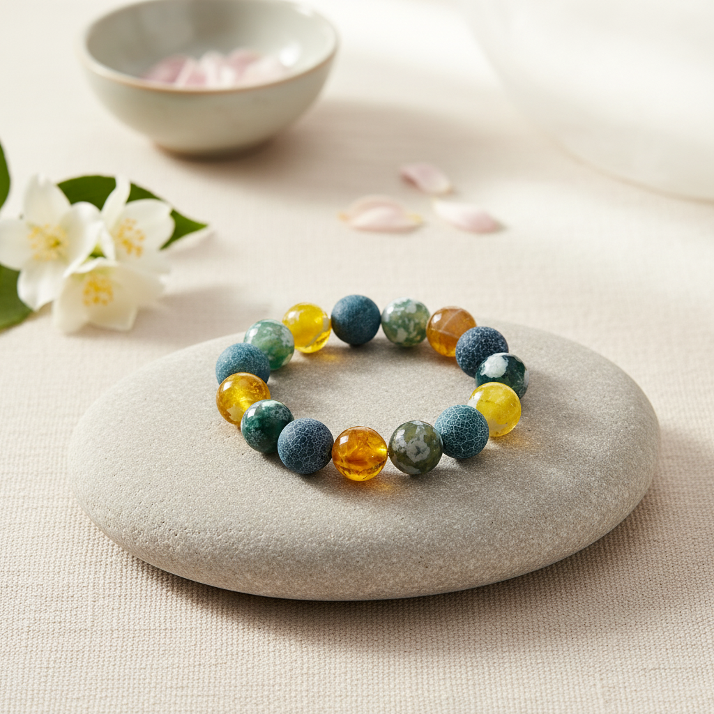 Dragon Vein Agate Bracelet - The Sunlit Lagoon