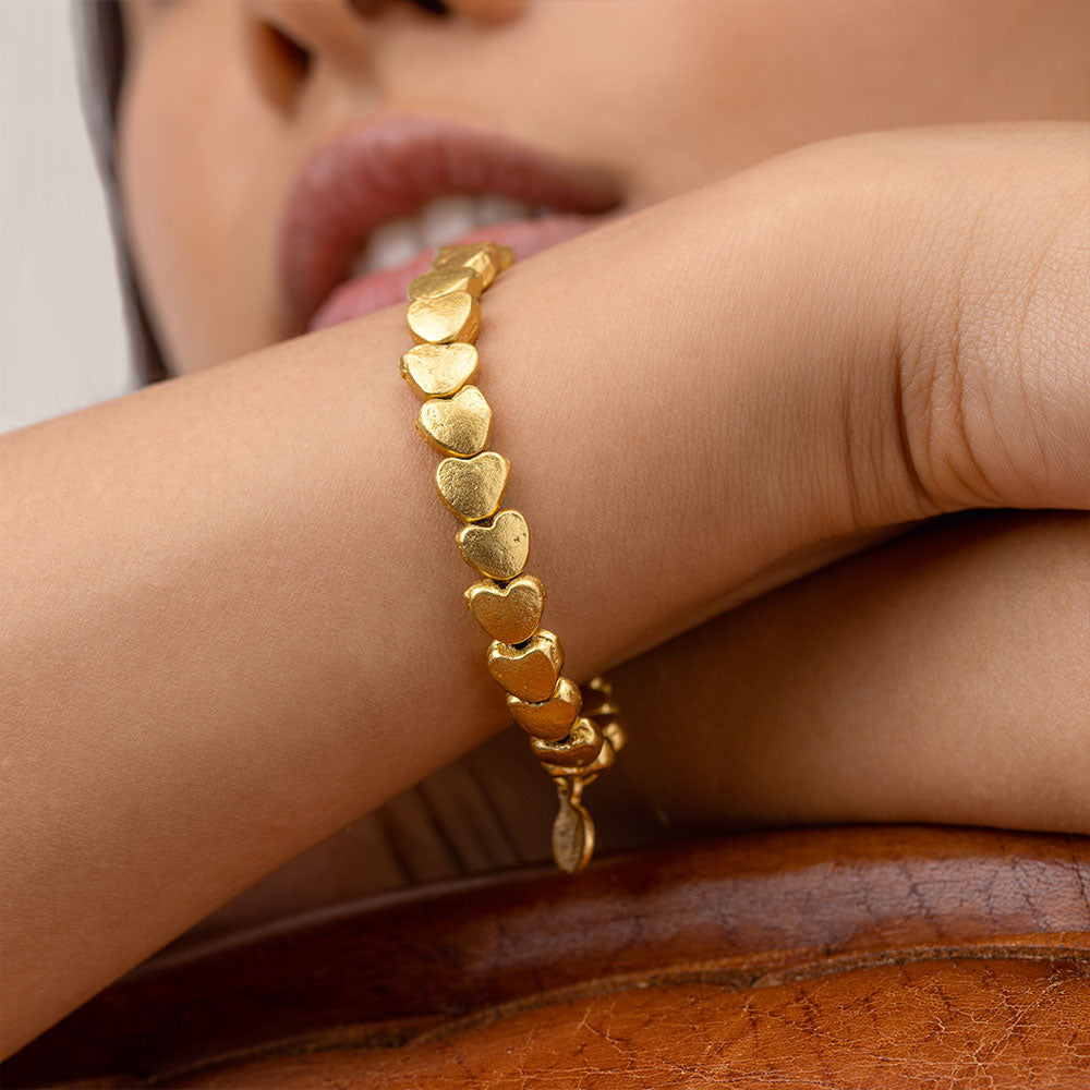Elastic Smooth Hearts Bracelet