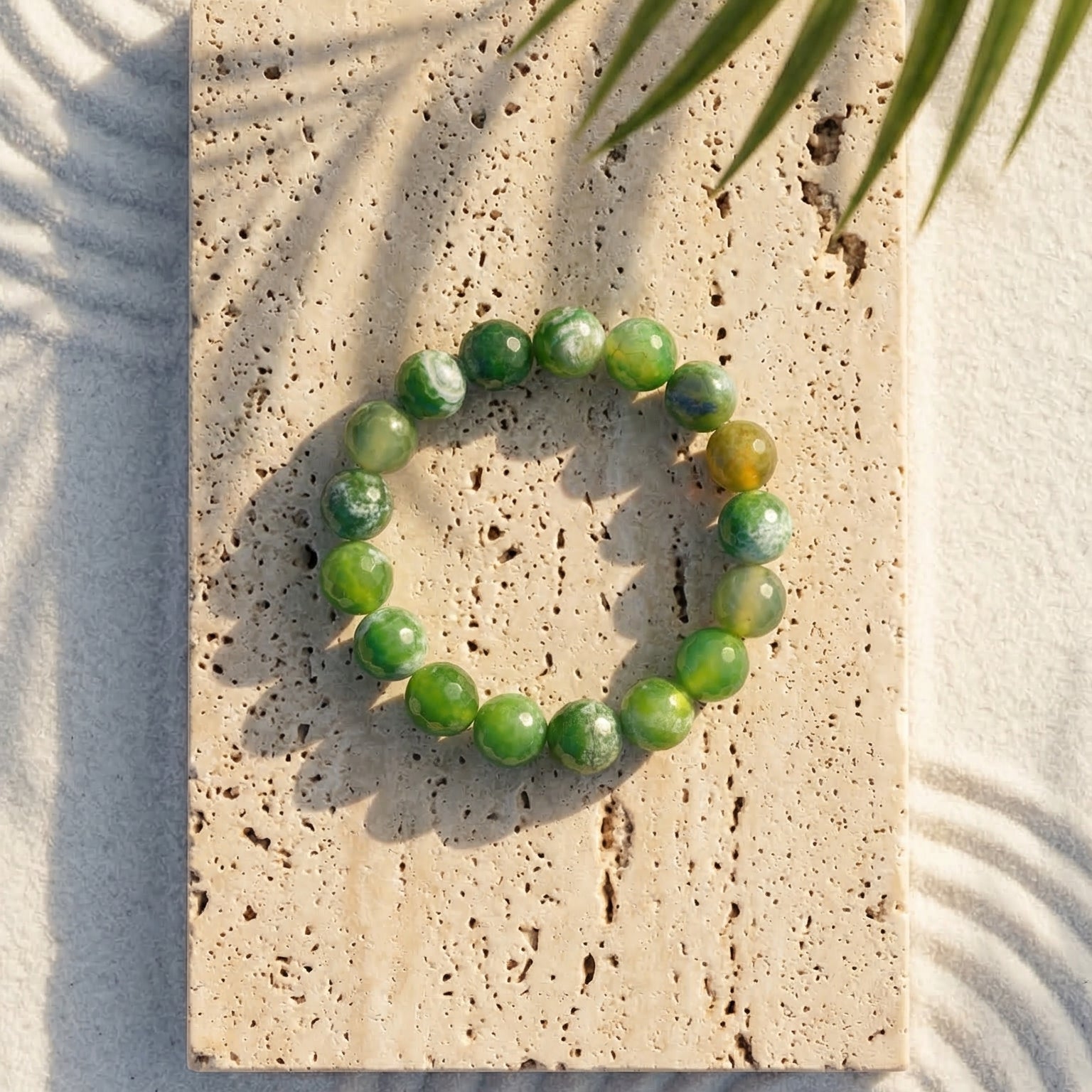 Faceted Green Dragon Vein Agate Bracelet - The Verdant Spark