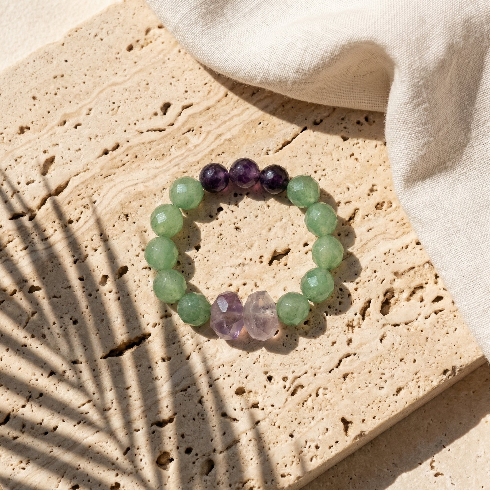 Faceted Peridot, Amethyst Bracelet - The Sacred Radiance