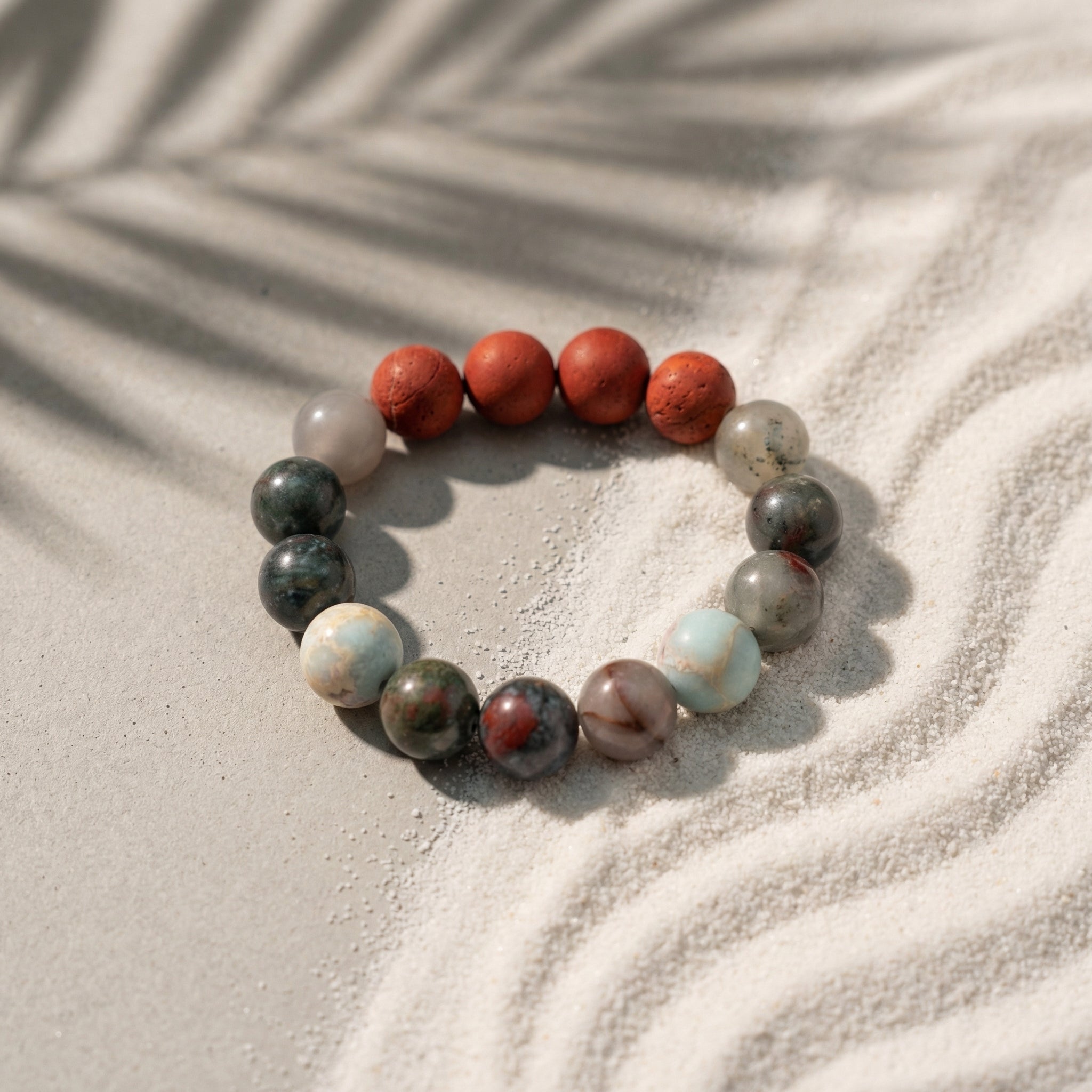 Indian Agate, Carnelian & Sea Sediment Jasper Bracelet - The Earth’s Rhythm