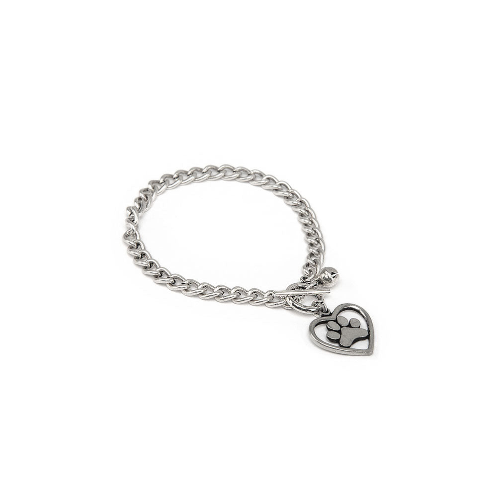 Paw Print Heart Chain Bracelet