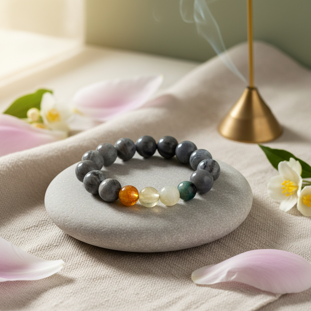 Labradorite & Snakeskin Agate Bracelet - The Mystic Guardian