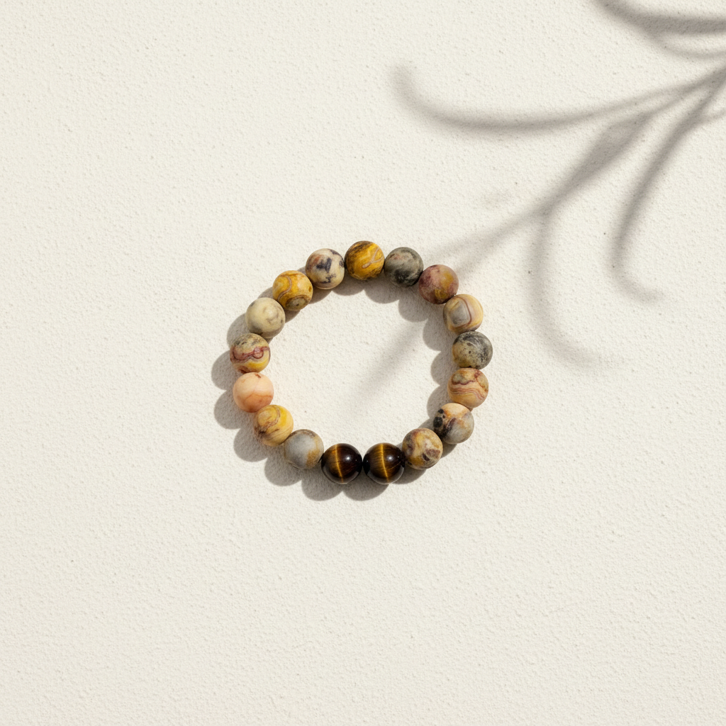 Lace Agate & Gold Tiger’s Eye Bracelet - The Radiant Spirit