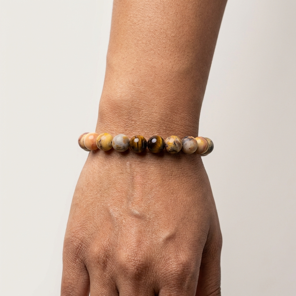 Lace Agate & Gold Tiger’s Eye Bracelet - The Radiant Spirit