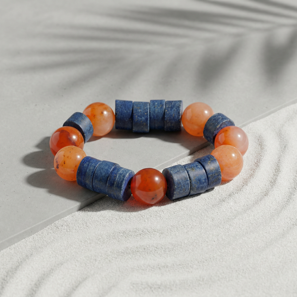 Lapis Lazuli & Snakeskin Agate Bracelet - The Celestial Alignment