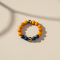 Orange Fire Agate, Lapis Lazuli & Pyrite Bracelet - The Celestial Flame