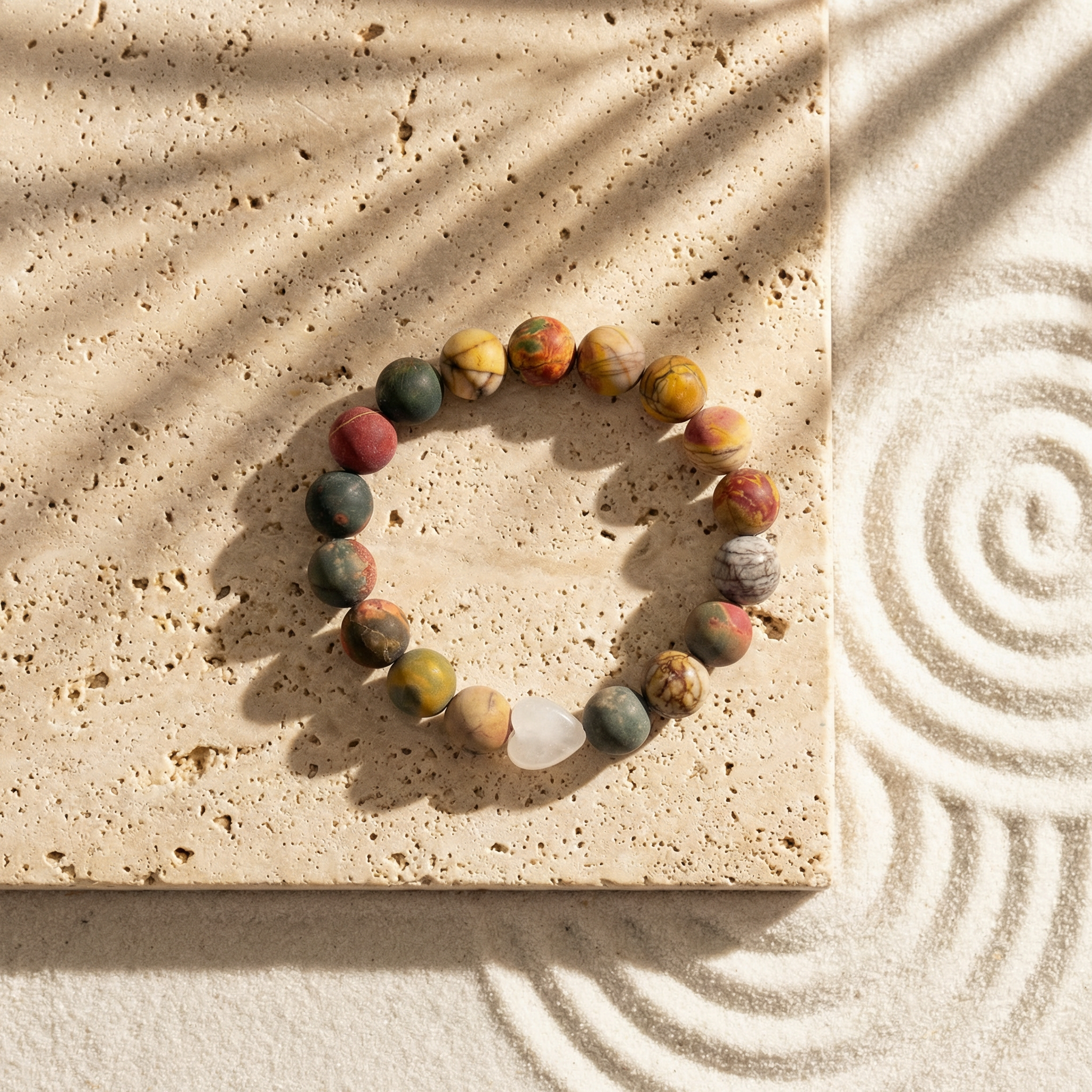 Picasso Jasper & Clear Quartz Heart Bracelet - The Creative Anchor