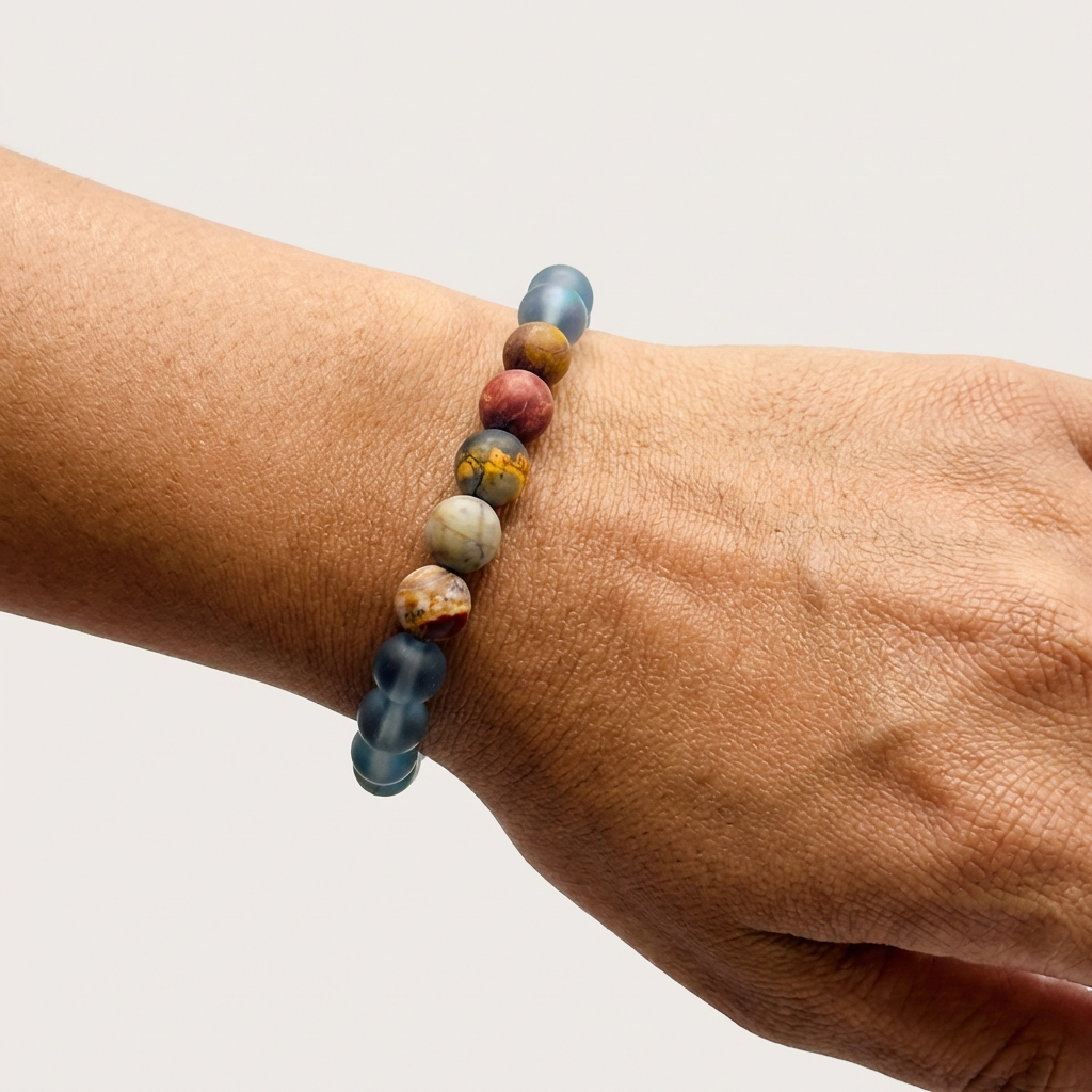 Picasso Jasper & Mermaid Glass Bracelet - The Ethereal Shore