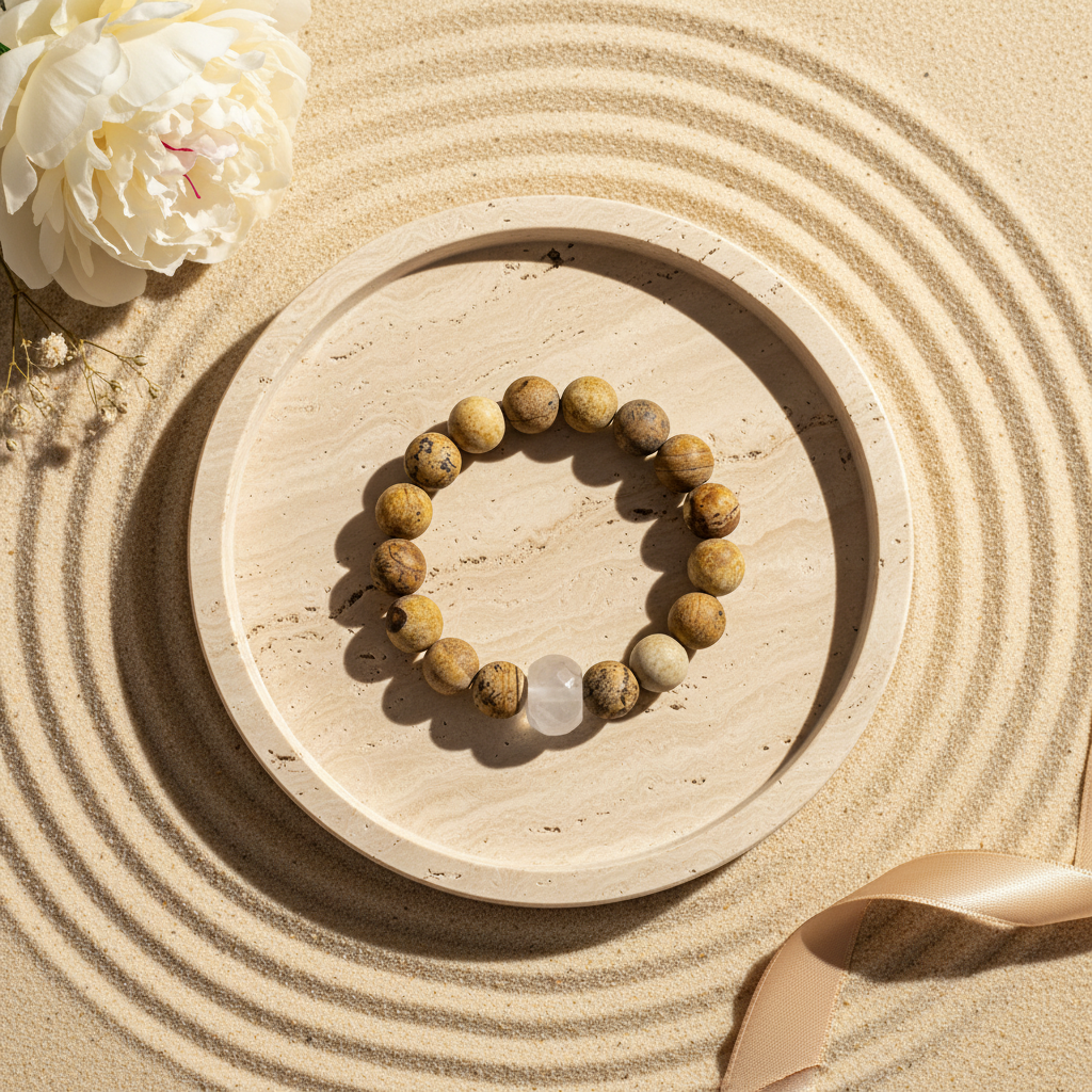 Picture Jasper & Clear Quartz Bracelet - The Earth Story