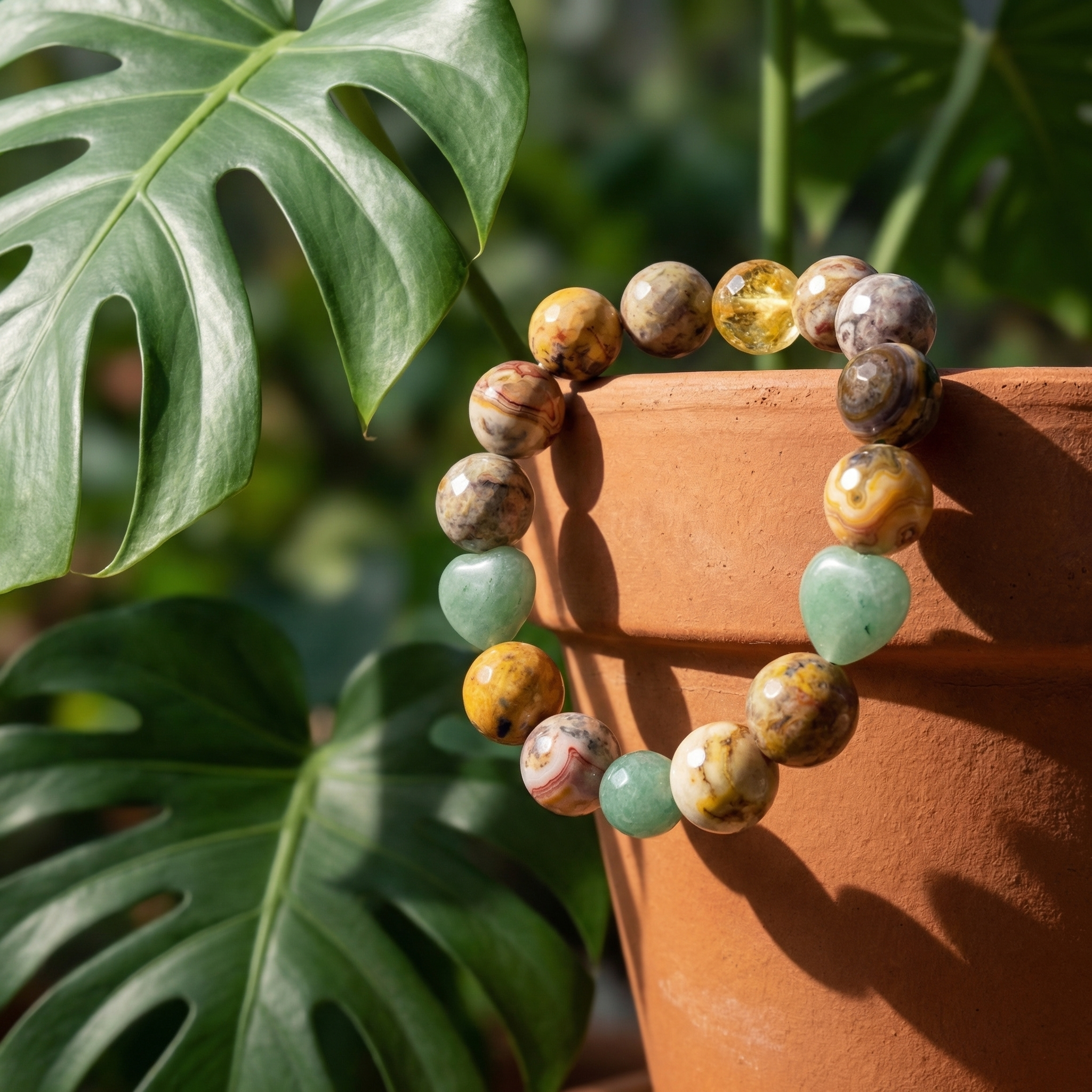 Picture Jasper, Green Jade Bracelet- The Prosperity Map