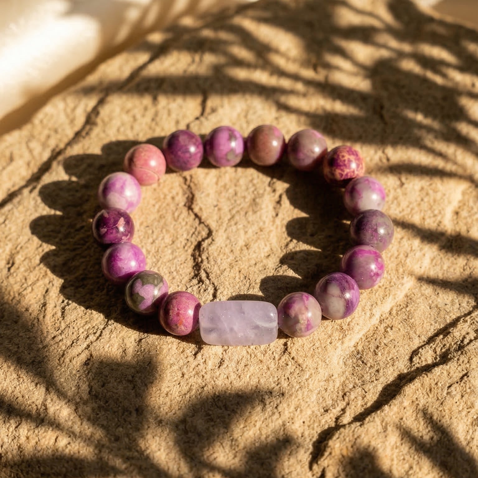 Purple Jasper & Lepidolite Statement Bracelet - The Violet Horizon