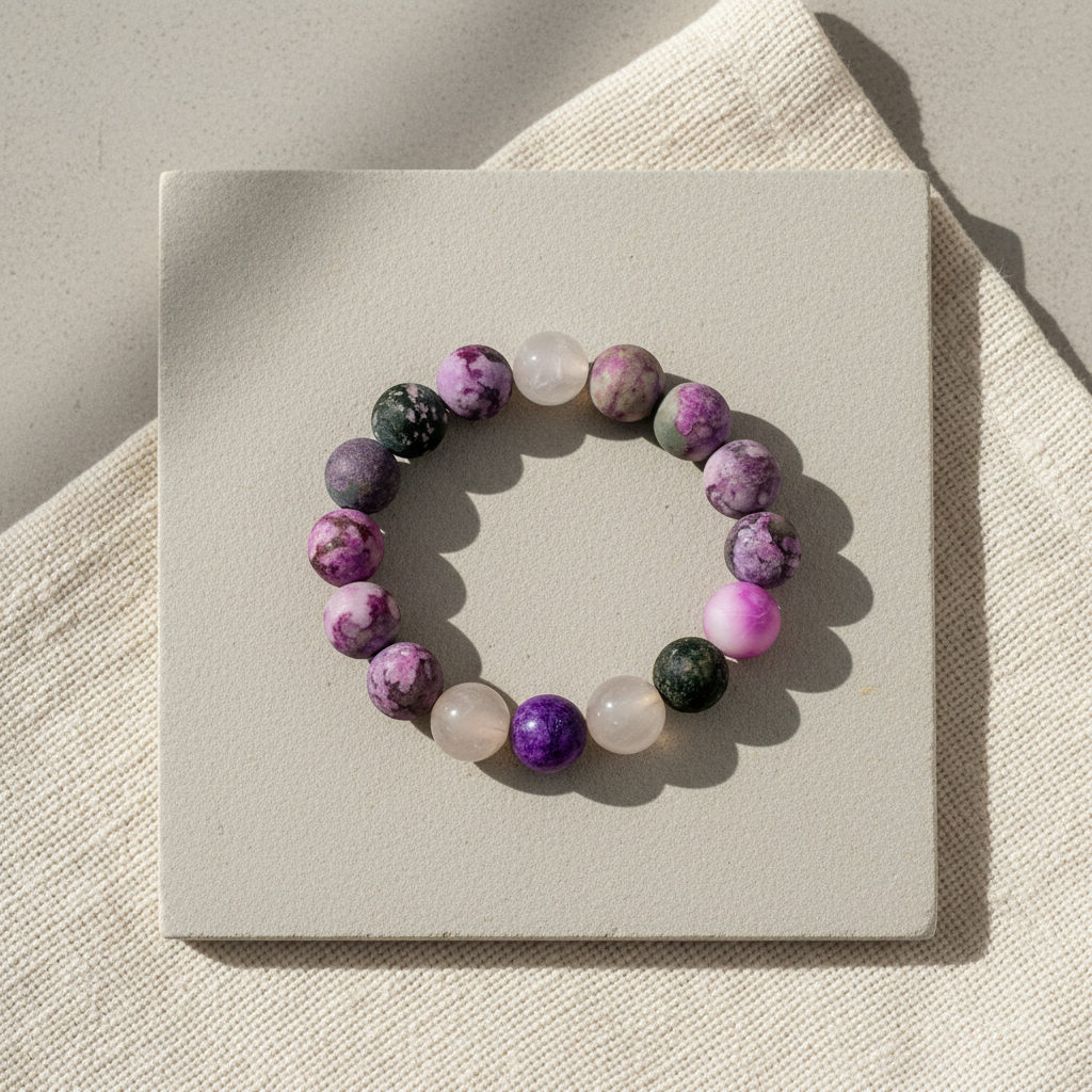 Purple Jasper & Rose Quartz Bracelet - The Violet Intuition
