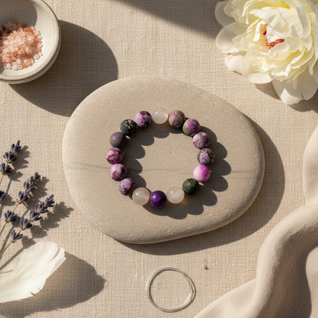 Purple Jasper & Rose Quartz Bracelet - The Violet Intuition