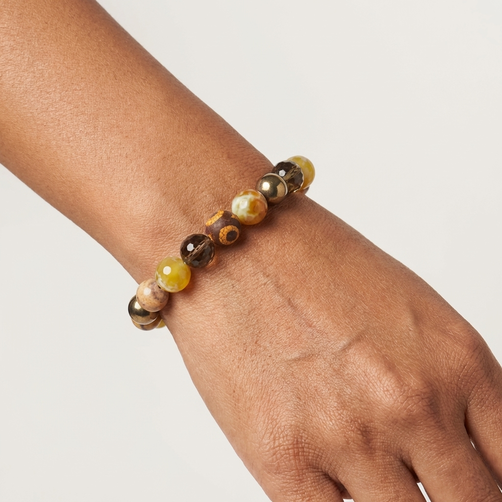 Ancient Guardian Bracelet - Pyrite, Jasper, Smoky Quartz & Agate