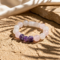 Rose Quartz & Amethyst Geometric Bracelet - The Serene Alignment