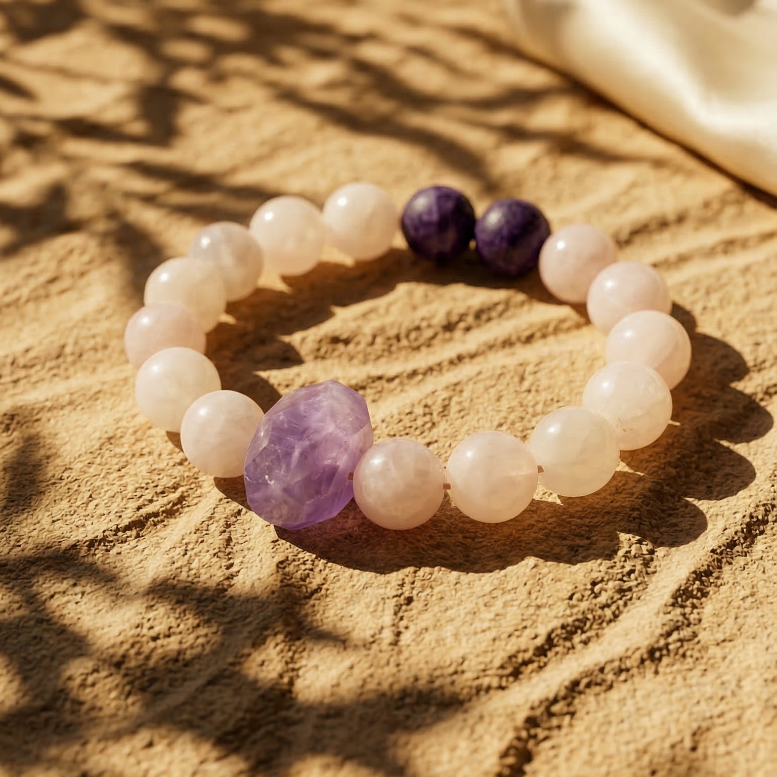 Rose Quartz & Faceted Amethyst Bracelet - The Serene Wisdom