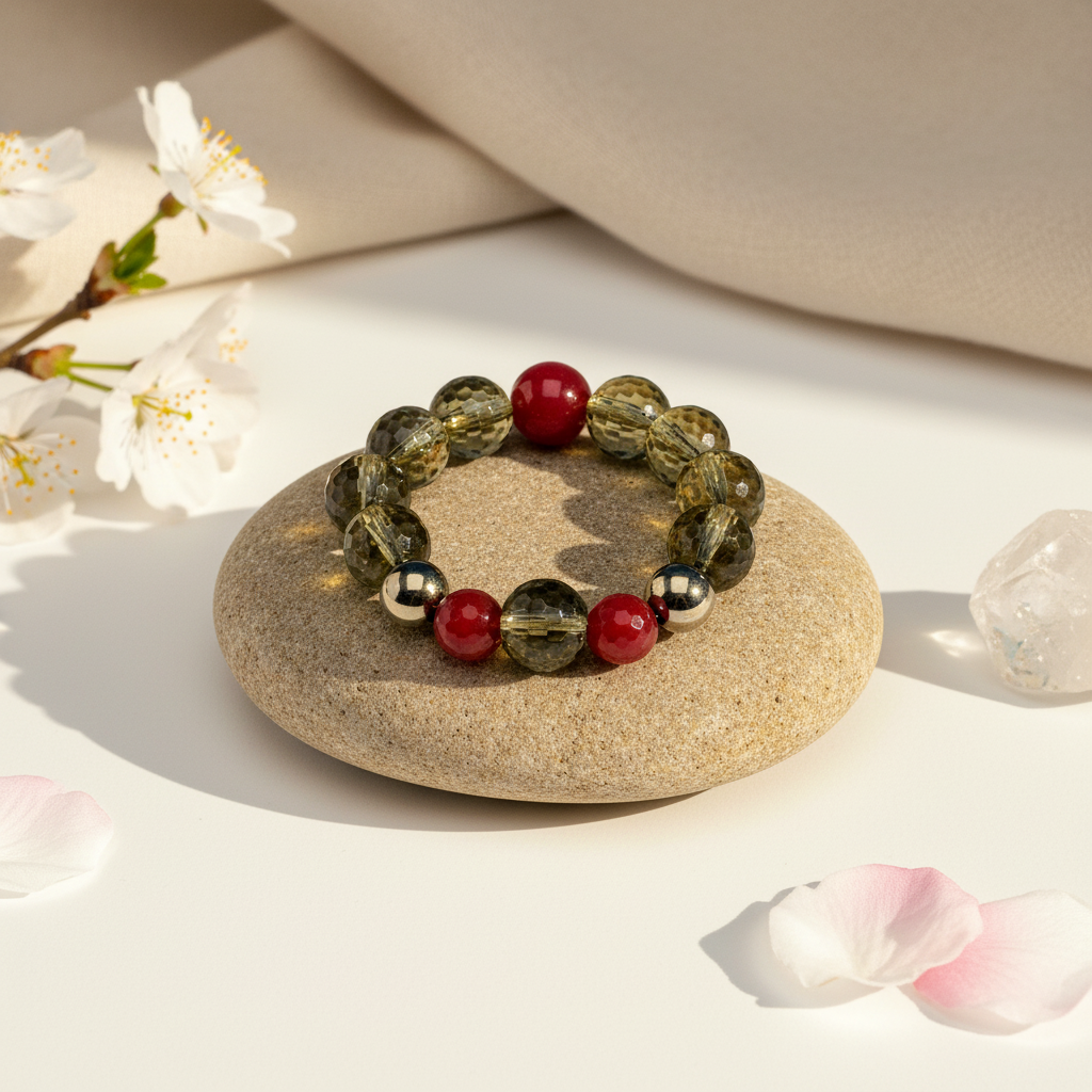 Smoky Quartz, Pyrite & Carnelian Bracelet - The Vital Radiance
