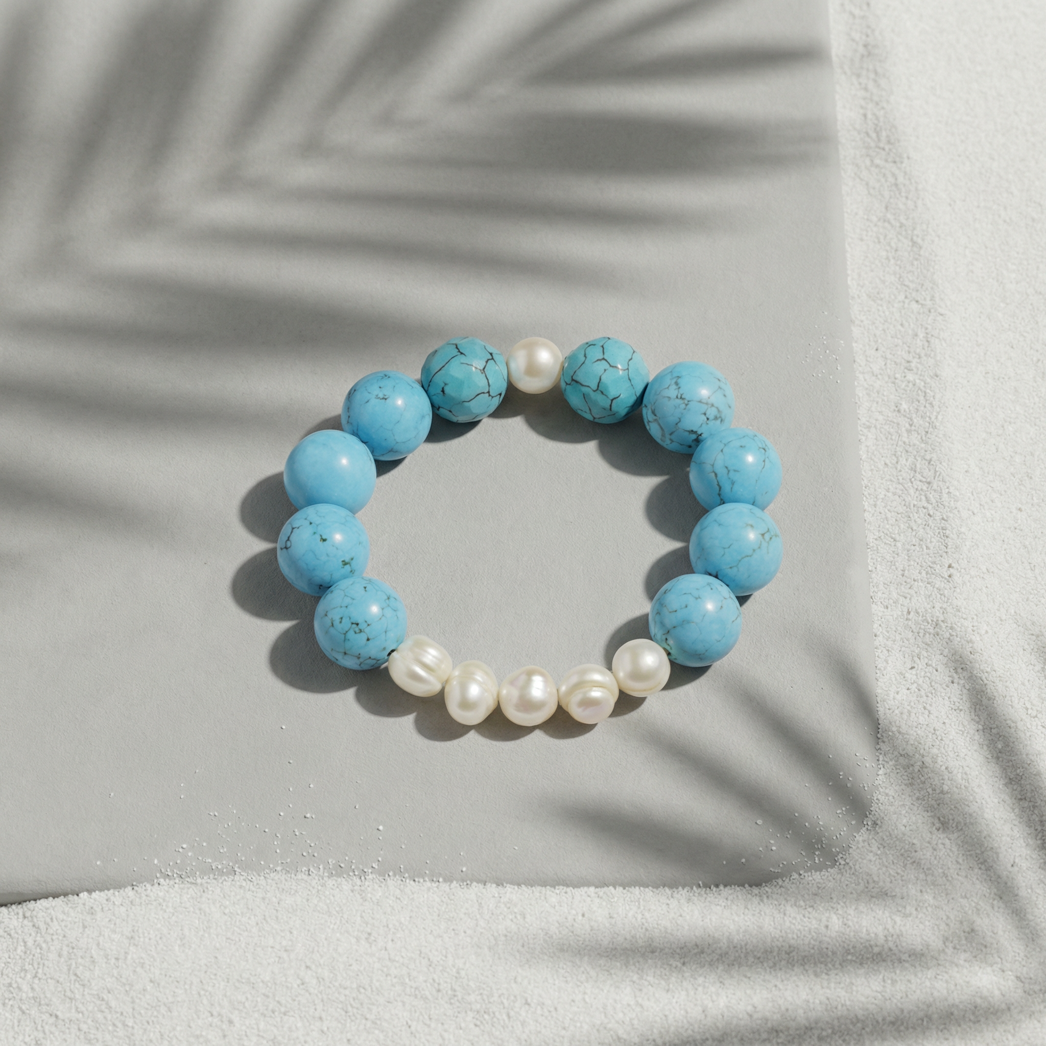Turquoise & Freshwater Pearl Bracelet - The Serene Abundance
