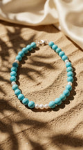 Turquoise & Freshwater Pearl Necklace - The Serene Current