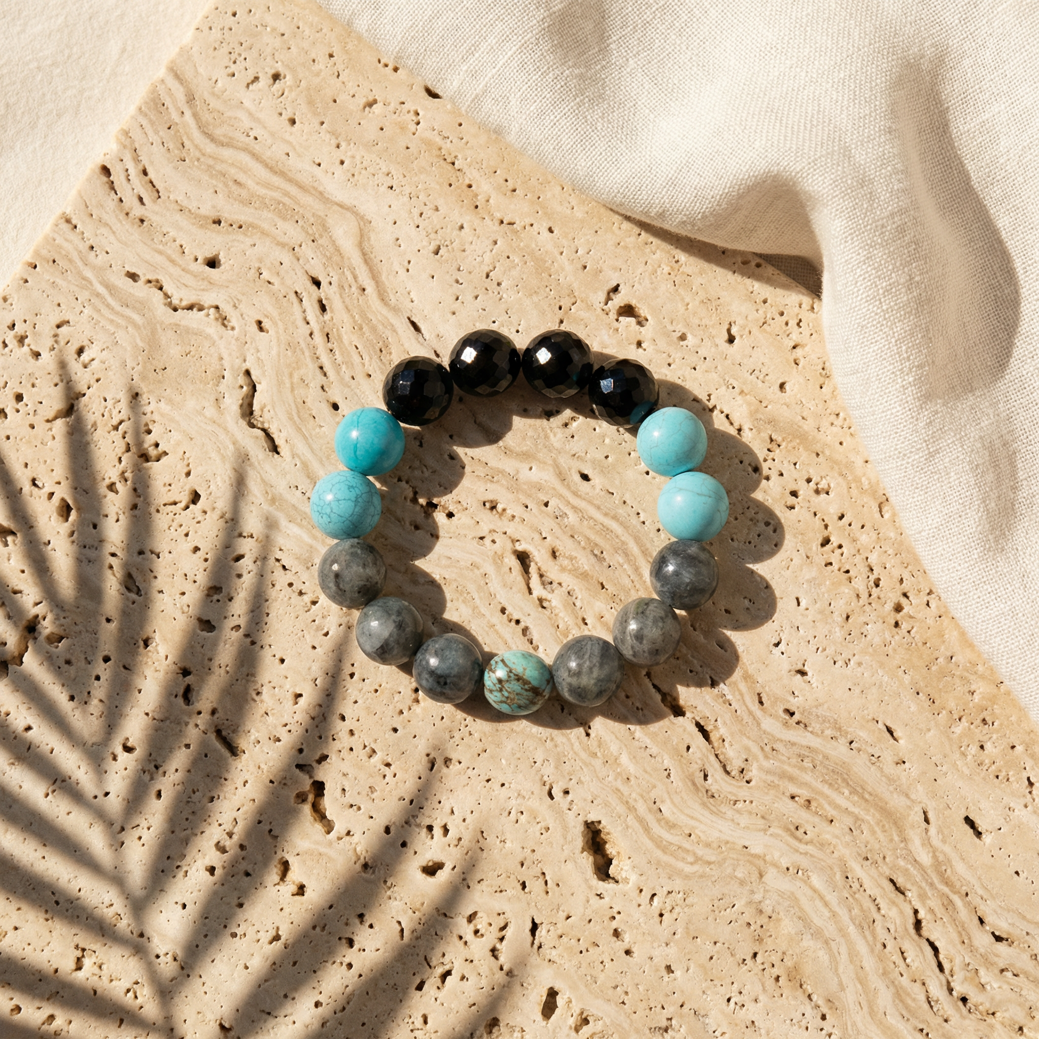 Turquoise, Labradorite & Onyx Bracelet - The Mystic Shield