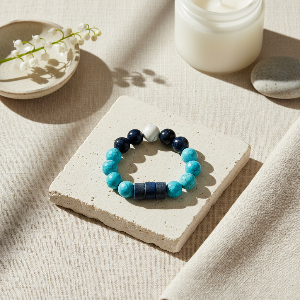 Turquoise, Lapis Lazuli & Howlite Bracelet - The Visionary Anchor