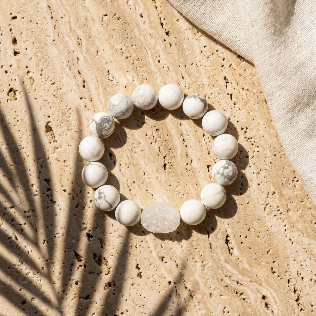 White Howlite & Druzy Agate Bracelet - The Ethereal Light