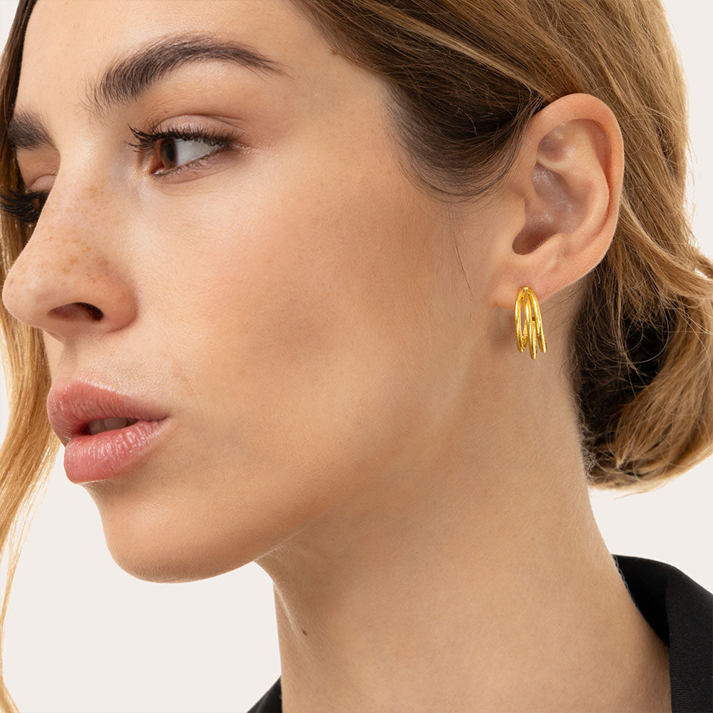 Woven Line Semicircle Earrings