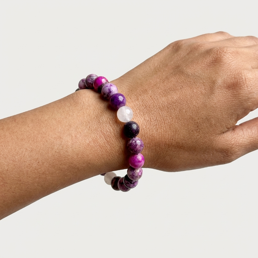 Purple Jasper & Rose Quartz Bracelet - The Violet Intuition